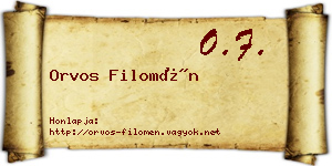 Orvos Filomén névjegykártya